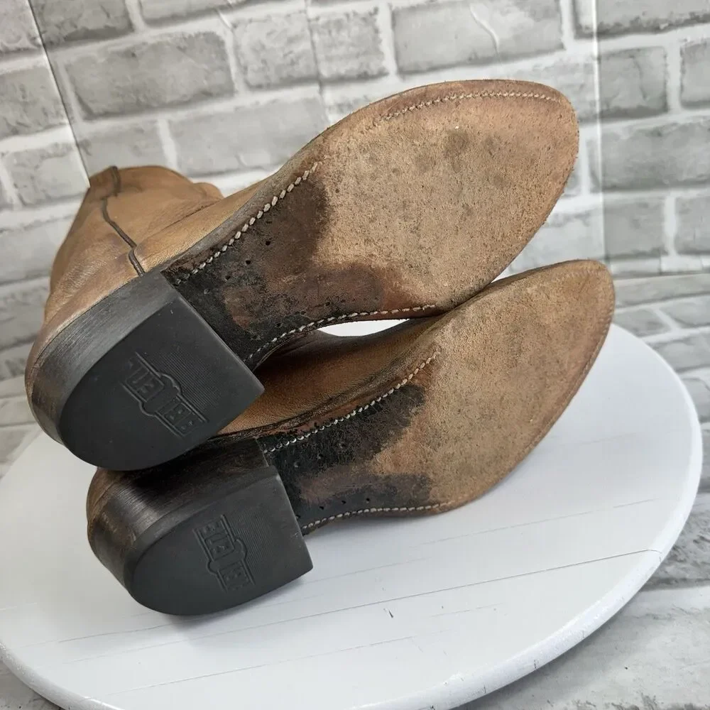 Abilene Vintage Men’s Size 9 D Brown Leather Distressed Cowboy Western Boots